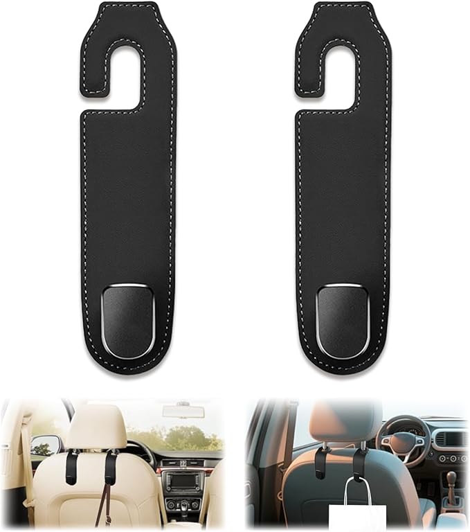 Set Mit 2 Autositzhaken, Autositzlehnenhaken, Universeller Autositzhaken Aus Leder, Kopfstützenhaken Für Einkaufstaschen, Handtaschen, Kleidung