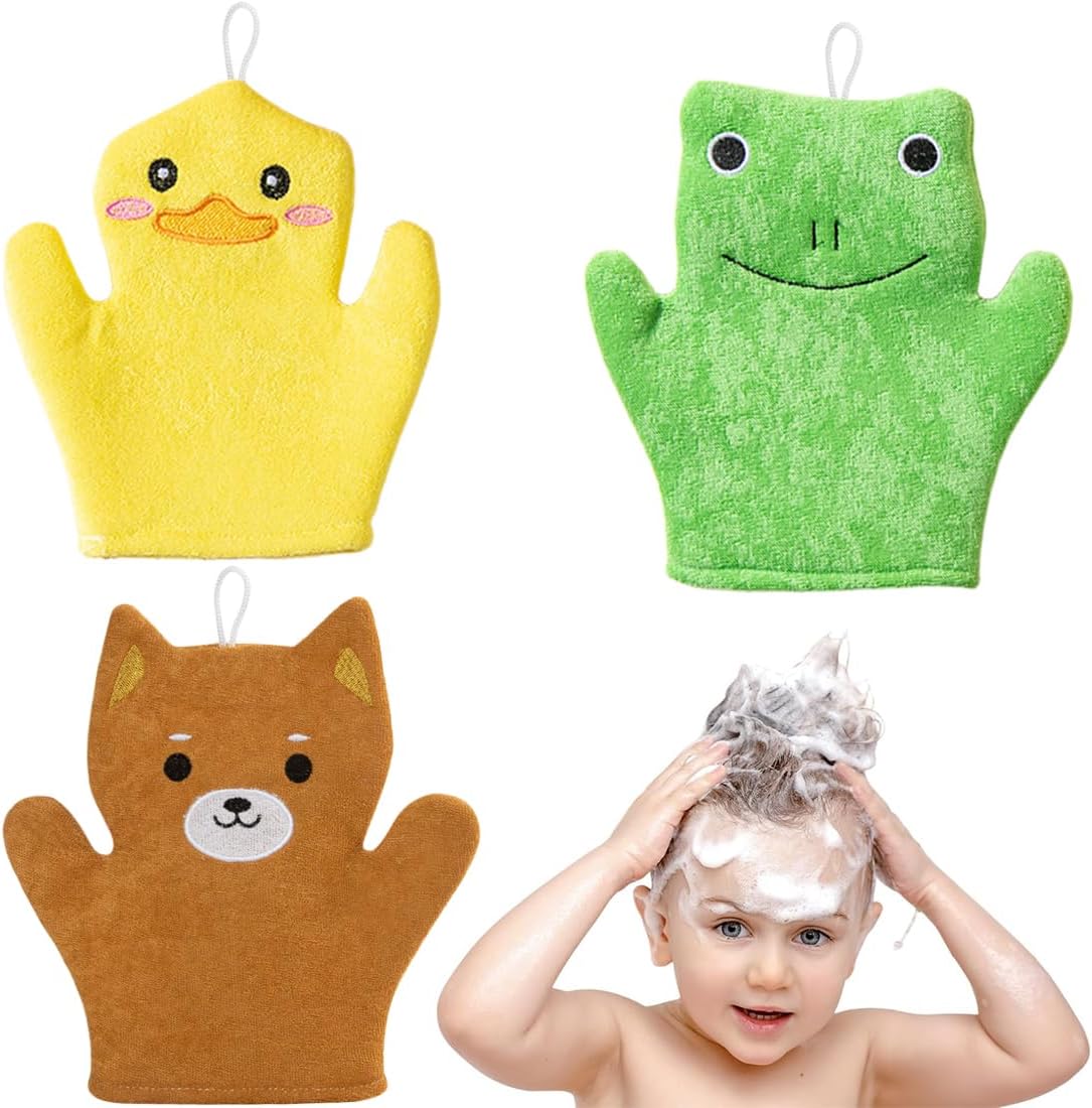 3er-set Mikrofaser-waschlappen, Super Saugfähig Und Weich, Mit Niedlichem Tiermotiv, Sanftes Peeling Für Babys Und Kleinkinder In Bad Und Dusche.
