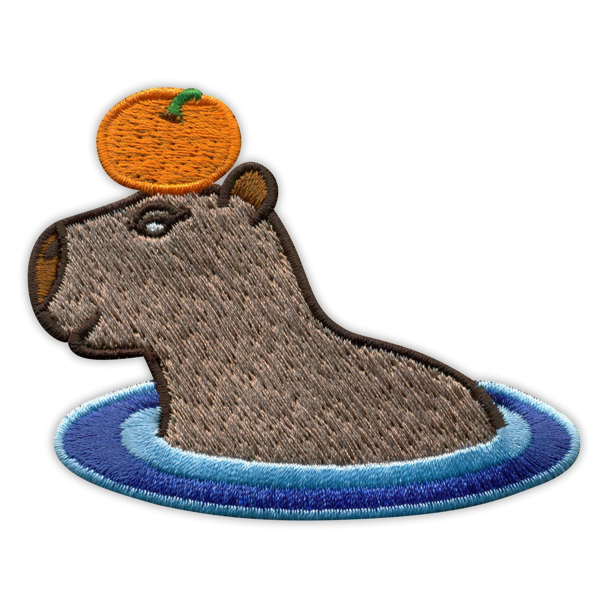 Aufnäher „wasserschwein Beim Orangenbad“ – Zum Aufbügeln/mit Heißsiegel-rückseite – Gestickter Aufnäher/abzeichen/emblem