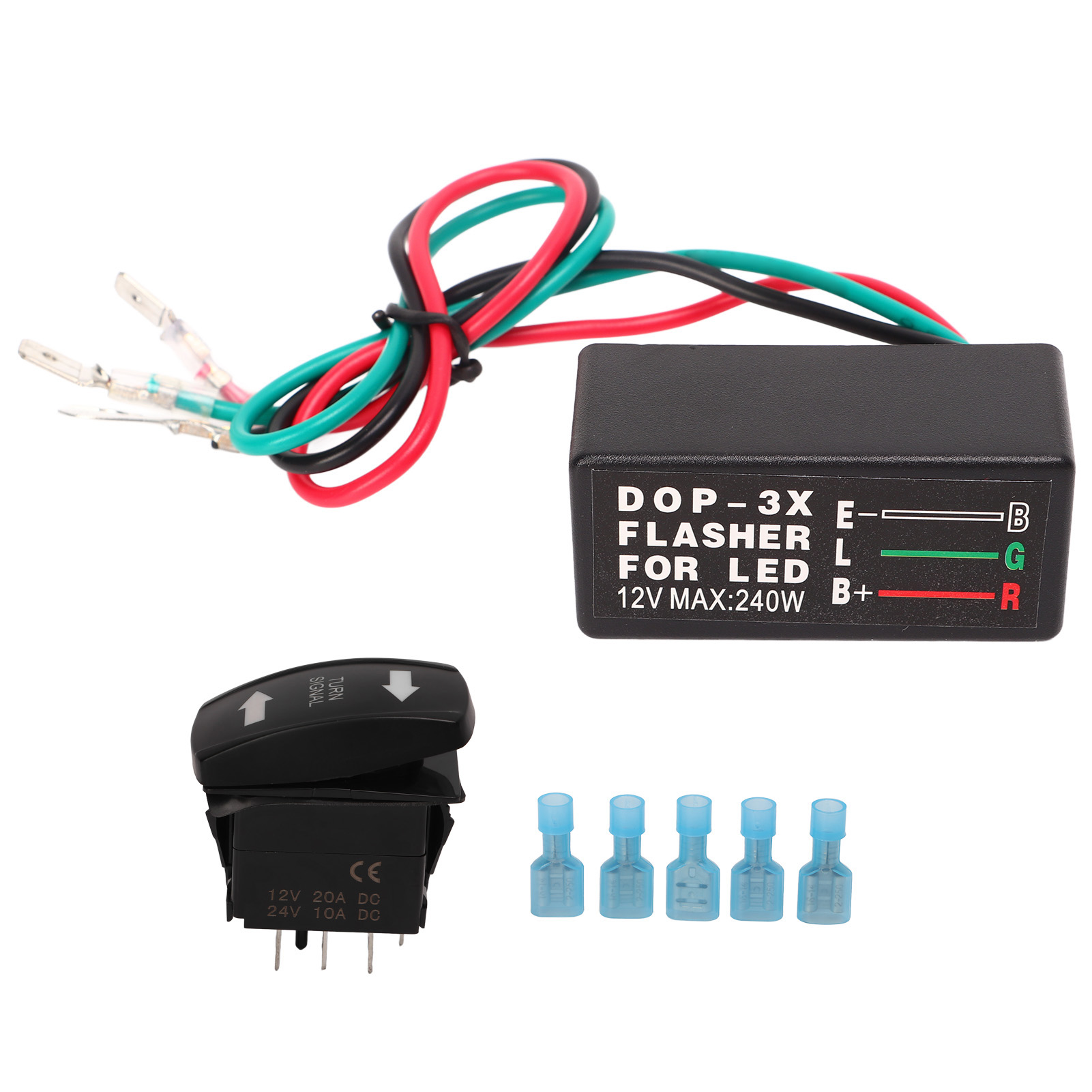 Led-blinkschalter, 3 Dop-relais, Abs-gehäuse, 5-poliger Anschluss, 12 V