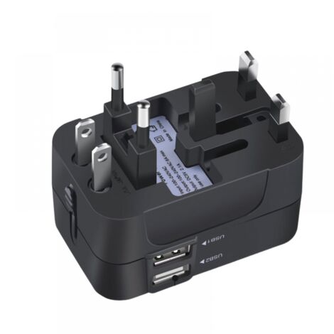 Universeller Reiseadapter, Wandladegerät, Netzadapter Mit Zwei Usb-ladeanschlüssen, Kompatibel Mit Mobiltelefonen Aus Den Usa, Der Eu, Großbritannien Und Australien.