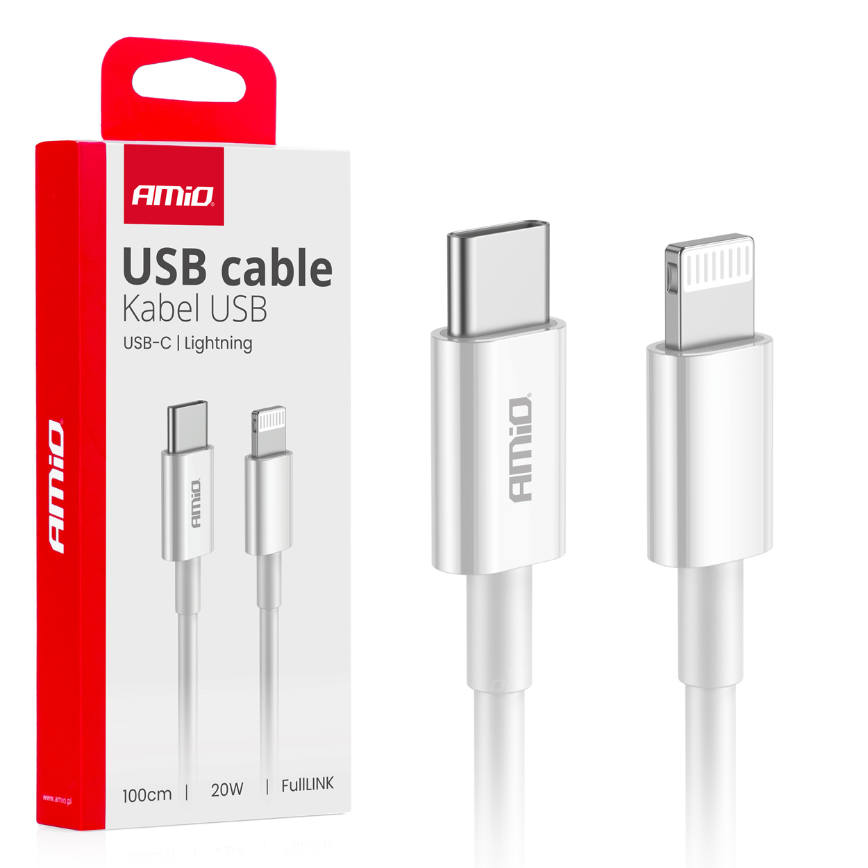 Usb-c - Lightning Ladekabel Iphone Pd 20w 100cm Fulllink Amio-03898
