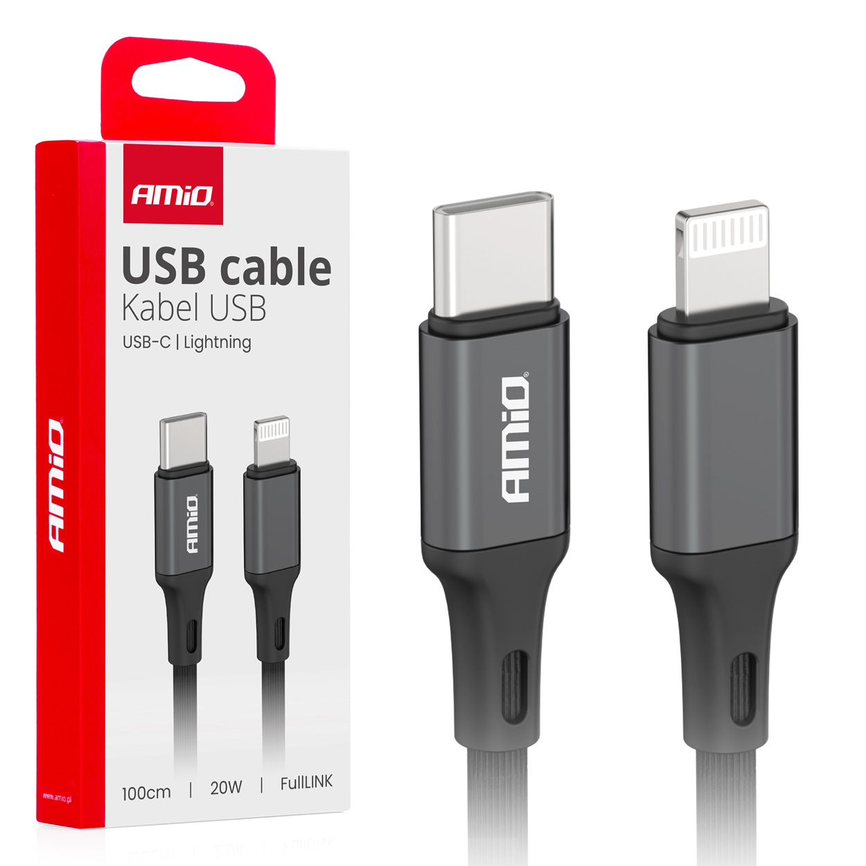 Usb-c - Lightning Ladekabel Iphone Pd 20w 100cm Fulllink Amio-03904