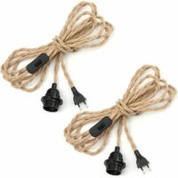 Paar 4,5 M Lange Hanfseil-kronleuchterkabel, E27-fassung Mit Schalter Und Leuchtmittelkabel Für Industrie-kronleuchter, Pendelleuchtenfassung, Vintage-kabel