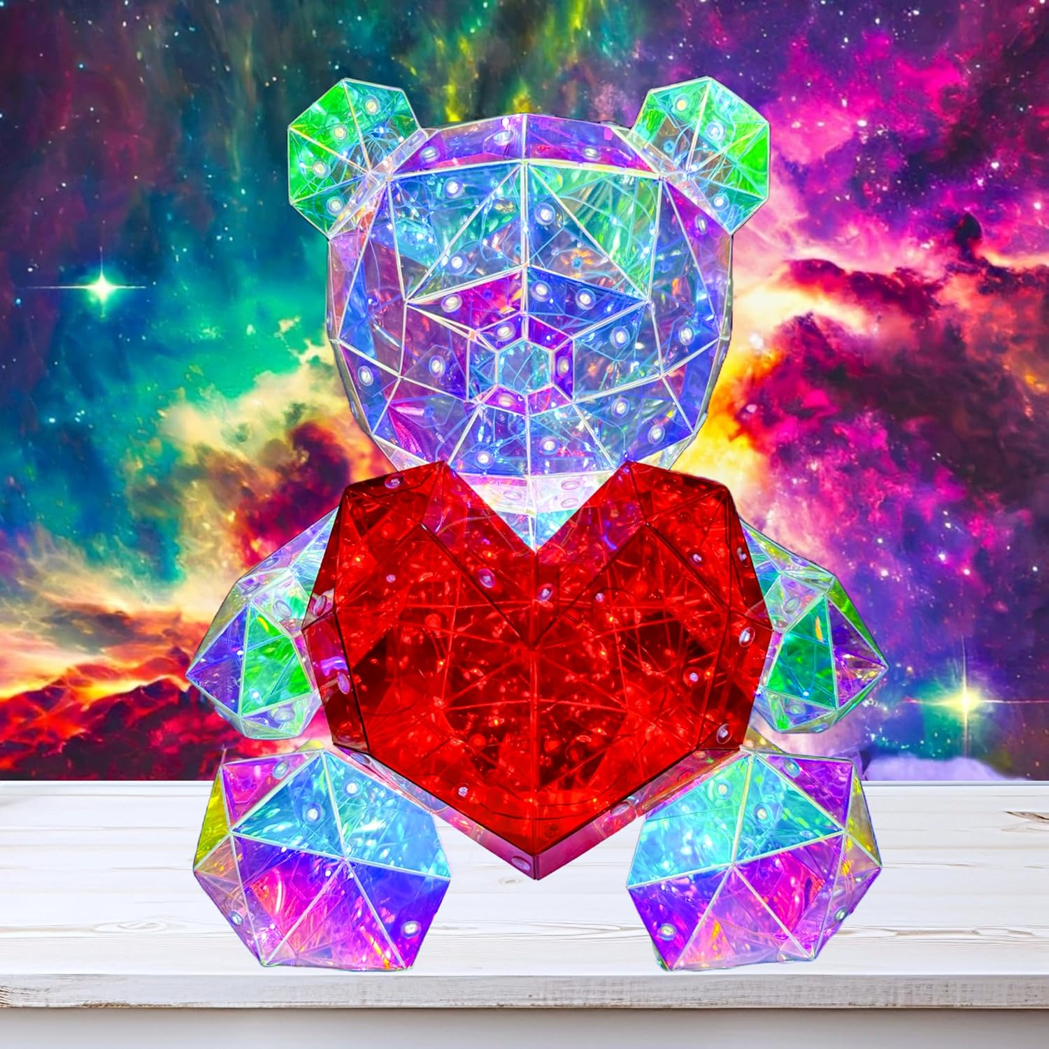 Led-teddybär-nachtlicht, Farbenfroher Led-leuchtbär, Rotes Herz, Hochwertige Dekorative Nachttischlampe Für Kinderzimmer, Niedliche Tischlampe, Einzigartiges Geschenk Für Kleinkinder