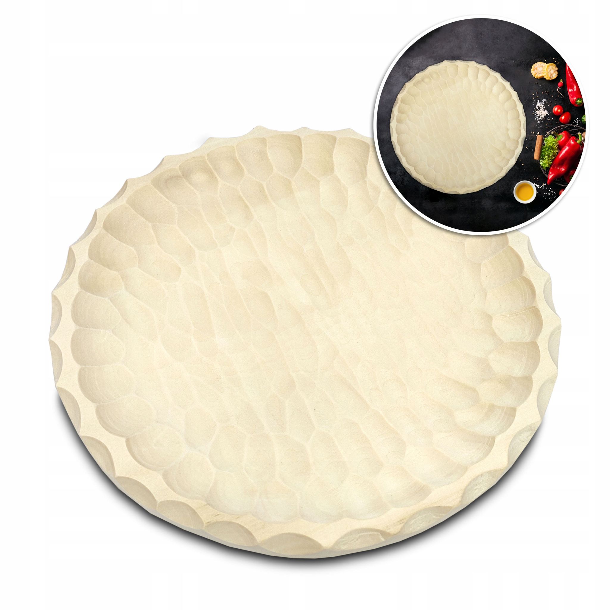 Runde, Handgeschnitzte Holzplatte, 25 Cm