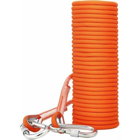 8 Mm Polypropylen-kletterseil, Multifunktionale Paracord-schlinge Mit Orangefarbenen Karabinerhaken Zum Sichern Beim Klettern, Wandern, Bergsteigen, Fallschirmspringen Usw.