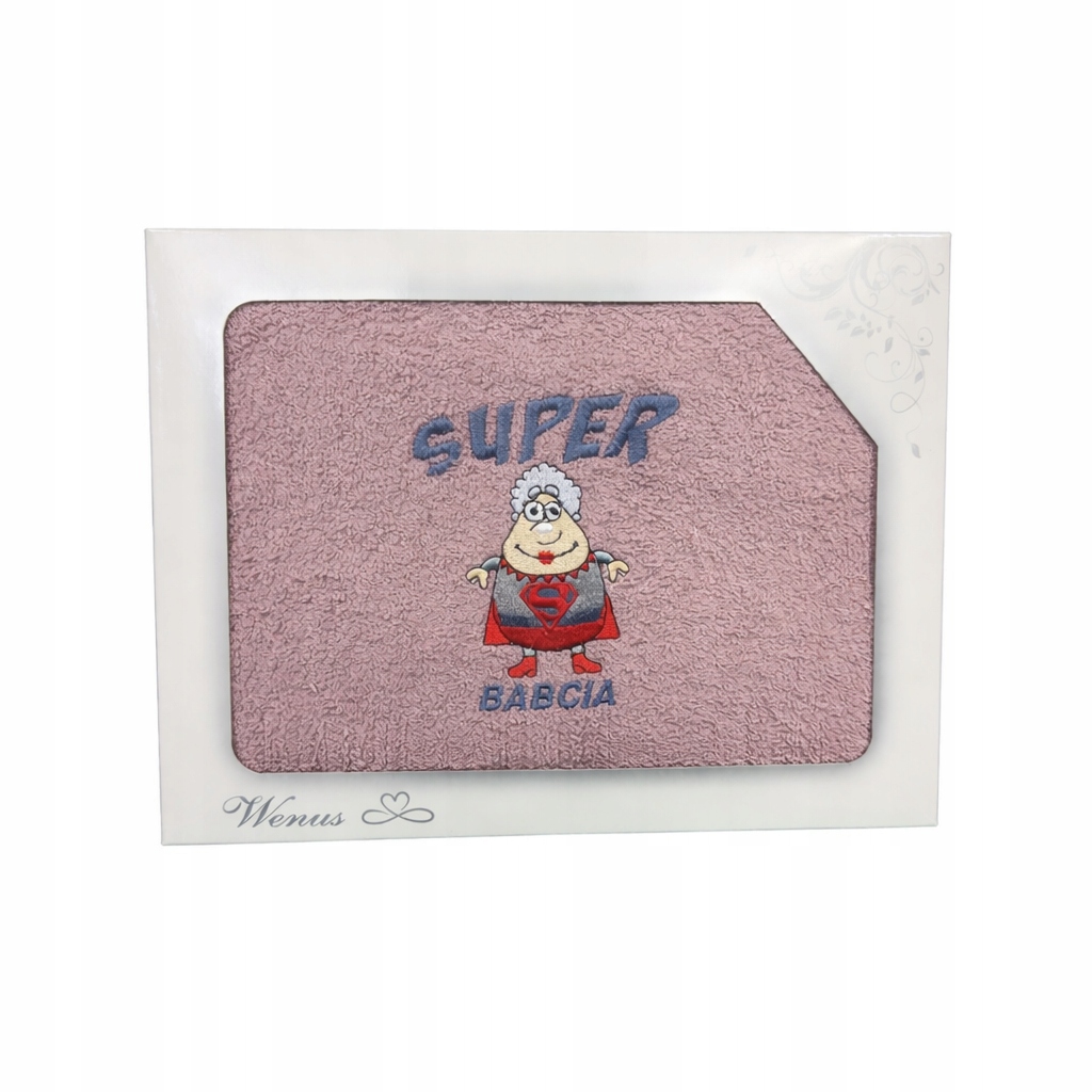 Handtuch Mit Stickerei „super Oma“, 70 X 140 Cm, Rosa