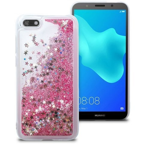 Huawei Y5/ Y5 Prime 2018 Flüssigglitzerhülle, Rosa Glitzer
