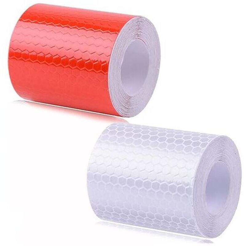 Selbstklebendes Reflexionsband Für Fahrzeuge – 2 Rollen 5 Mm × 1 M, Rot Und Silber, Hohe Sichtbarkeit Bei Nacht