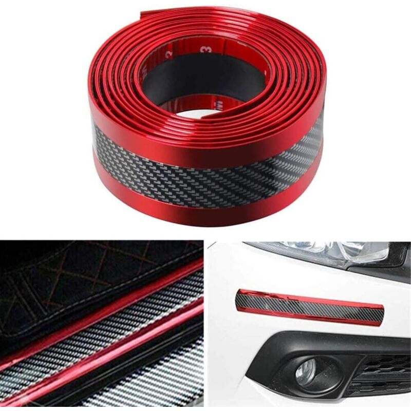 Universeller 3m-einstiegsleistenschutz Aus Kohlefaser, Selbstklebender Schutzaufkleber Für Suv, Lkw, Türschutz, 5 X 300 Cm (l X B), Rot - Crezuo