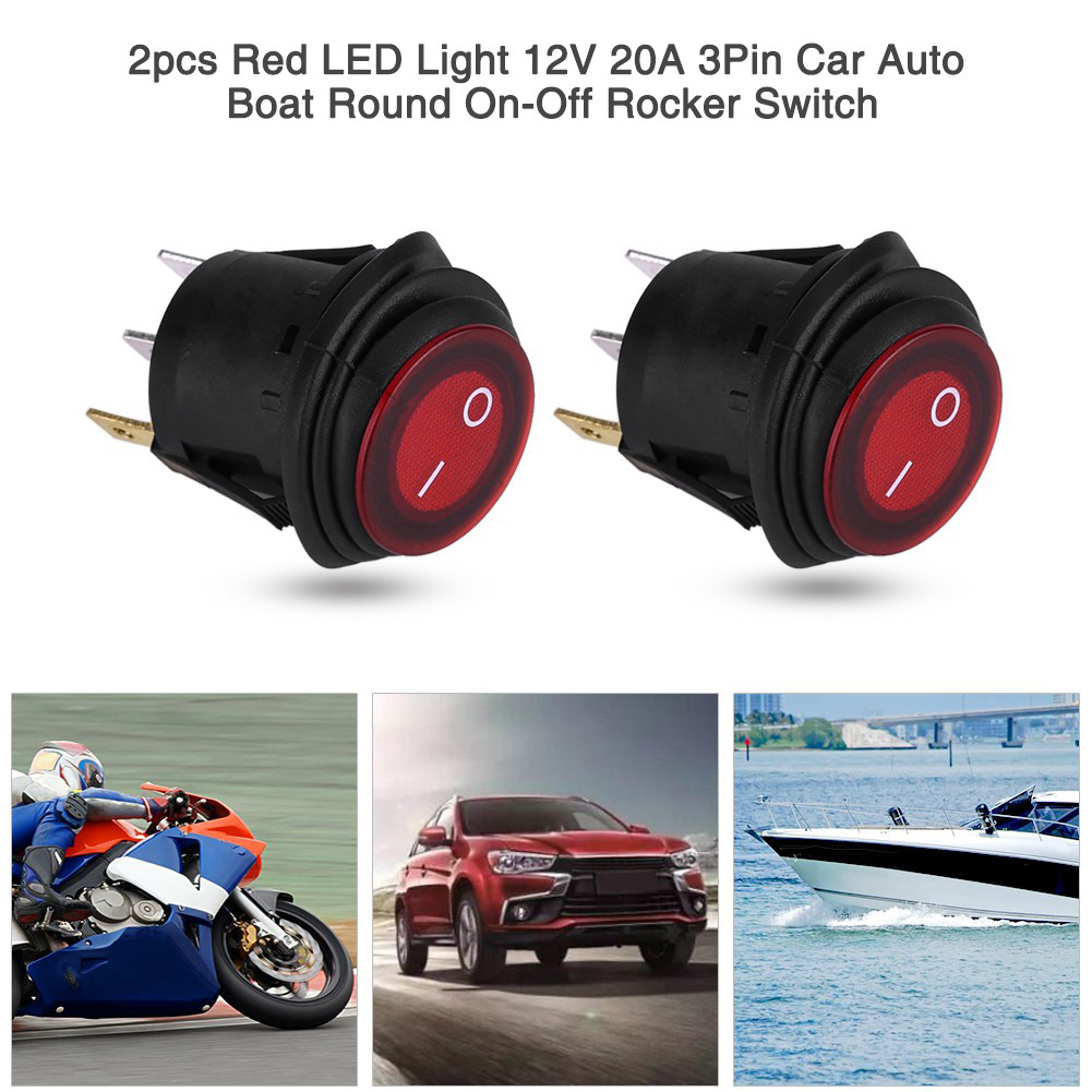 Roter Led-wippschalter 12v/24v 3-poliger Zweiwegeschalter Für Auto-/bootsbeleuchtung 20a - 2 Stück