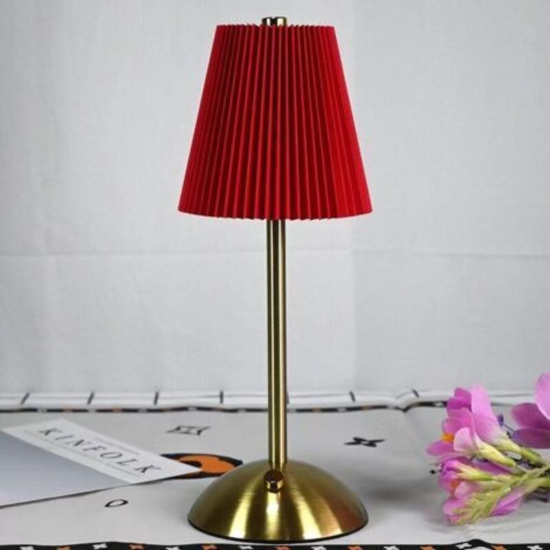 Lampe De Bureau Plissée Polyvalente Avec 3 Modes De Couleur Et Lampe À Gradation Sans Pas Pour L'Éclairage Esthétique,rouge