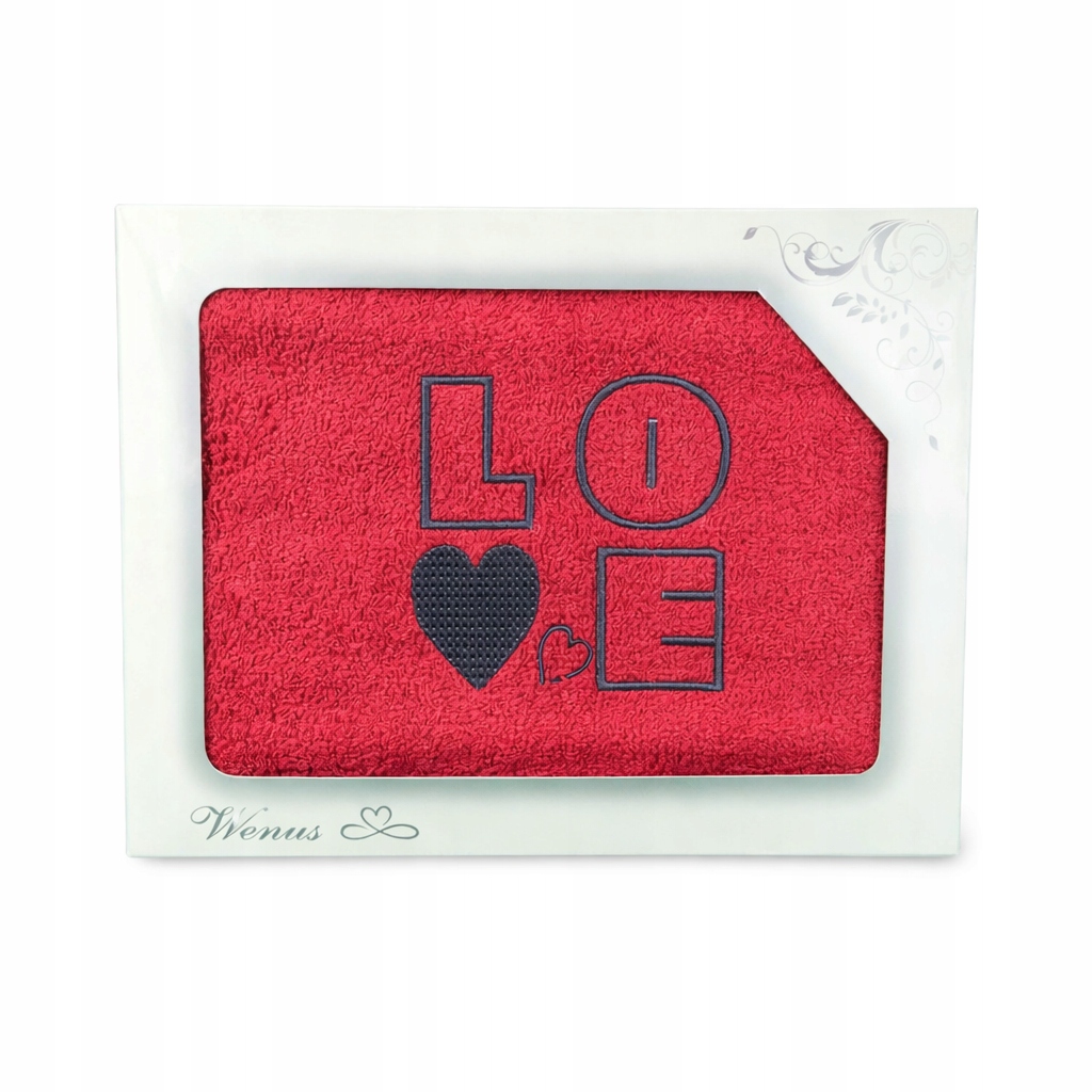 Rotes Baumwollhandtuch Mit „love“-stickerei, Tolle Geschenkidee