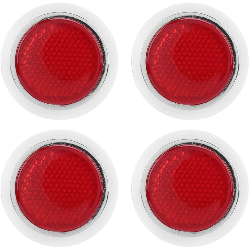 [auto-/motorradreflektor] 4 Rote, Reflektierende Abs-chromreflektoren, 5,4 Cm Durchmesser, Sicherheitsschutz