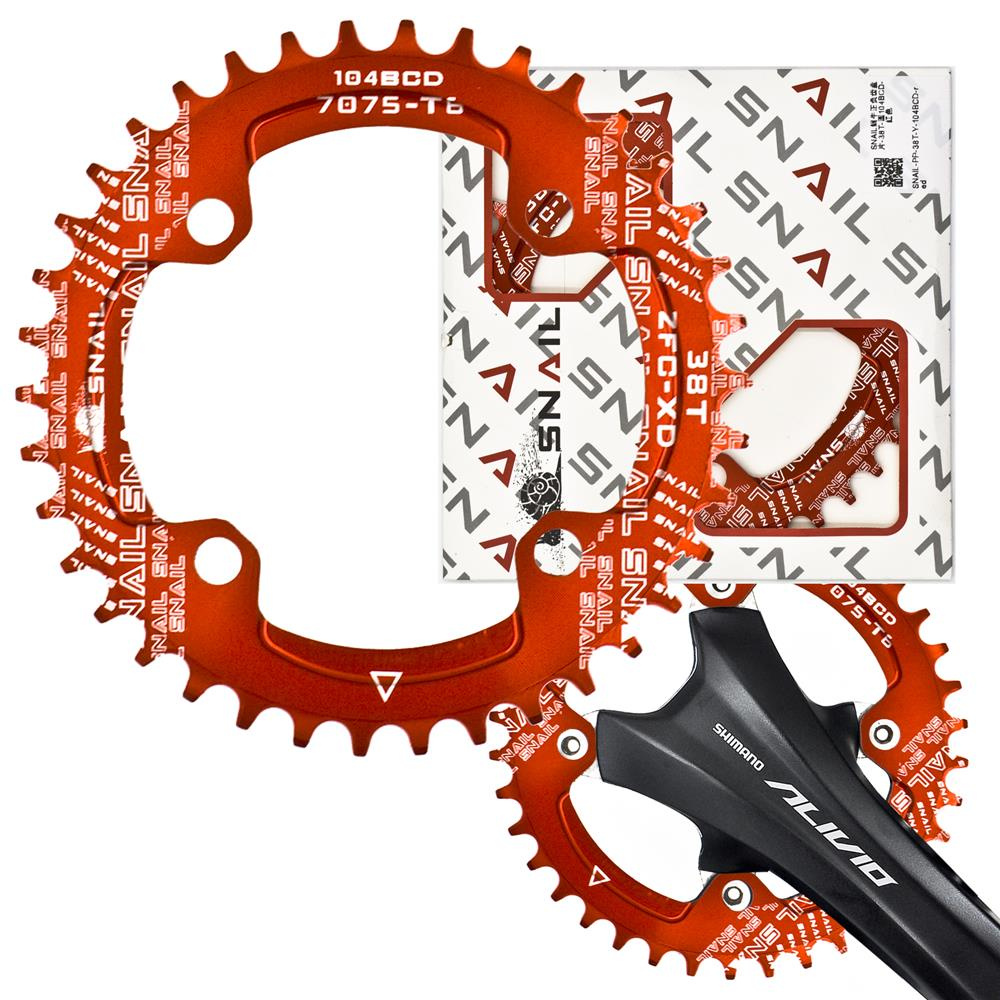 Schnecken-kettenblatt Für 1x-kurbelgarnitur, 104 Mm Lochkreis, 38 Zähne, Narrow Wide, Rot
