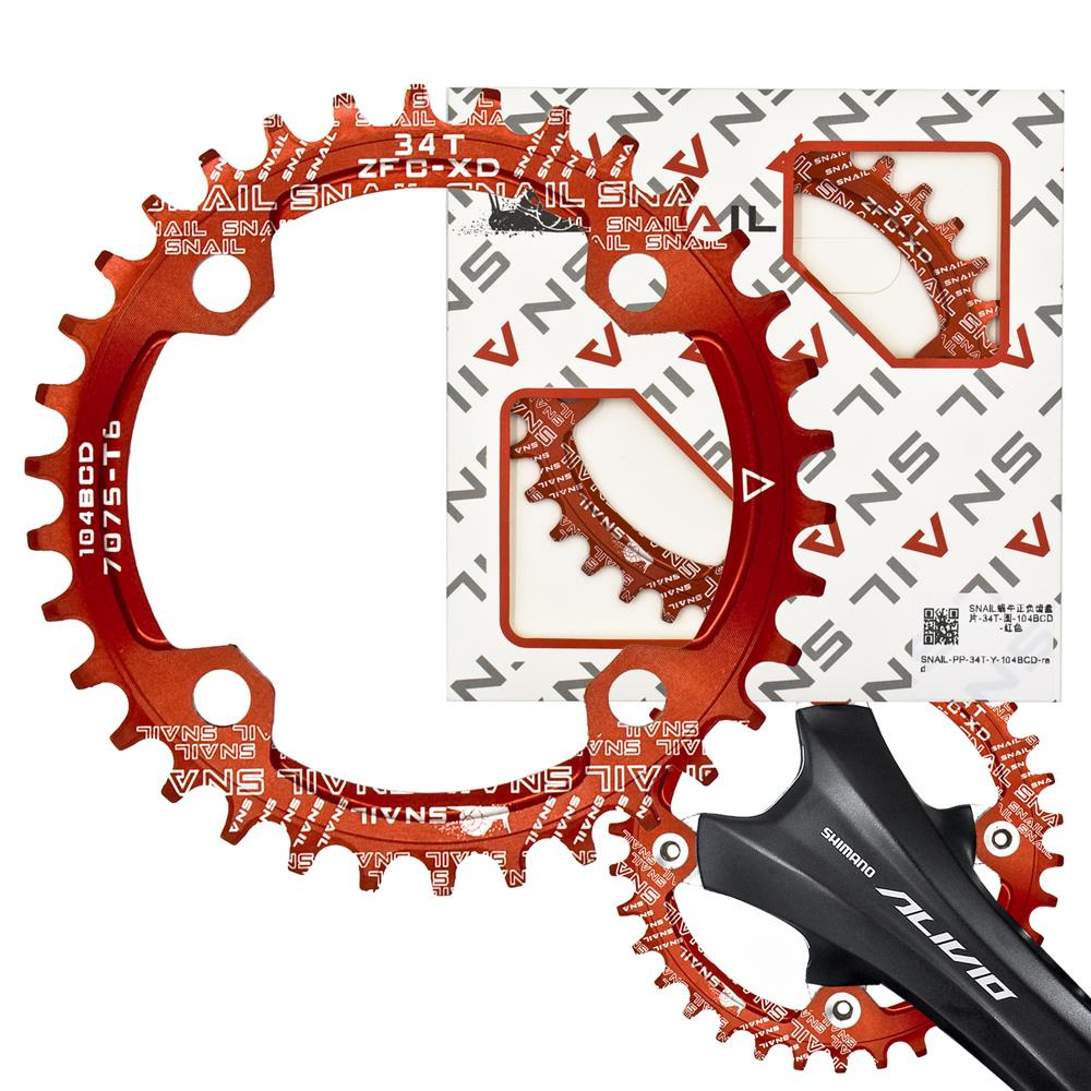 Schnecken-kettenblatt Für 1x-kurbelgarnitur, 104 Mm Lochkreis, 34 Zähne, Narrow Wide, Rot