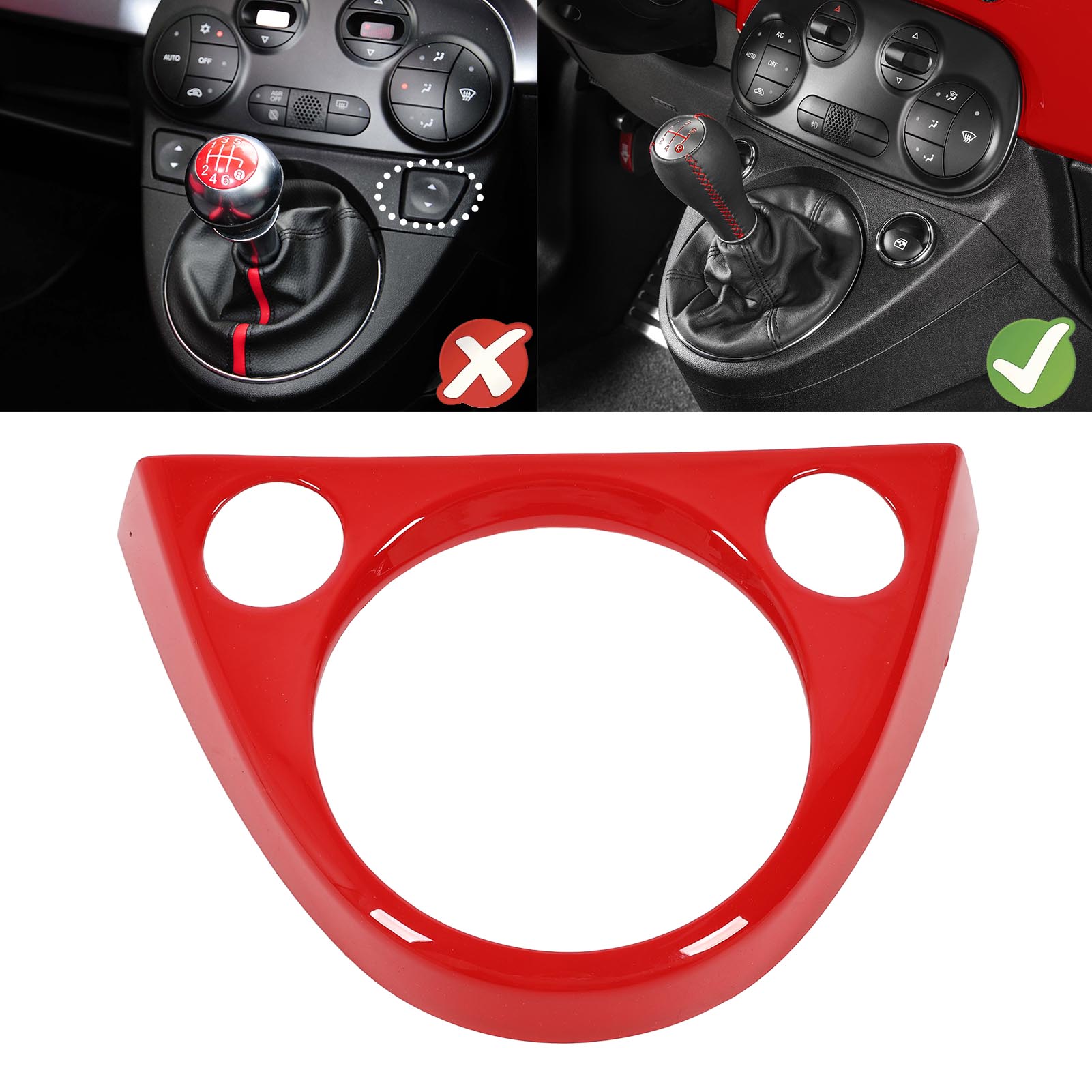 Abdeckung Für Den Schalthebelrahmen Des Fiat 500 Abarth – Klebemontage Mit Roter Abs-sonnenblende