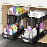 2er-set Unterschränke – Unterschrank-organizer Mit Auszugsschublade – Küchenaufbewahrung Und -organisation, Schwarz