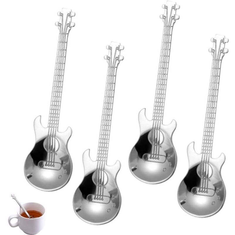 Gitarrenförmige Teelöffel – 4er-set, Edelstahl 304, Ideal Für Tee, Kaffee Oder Desserts