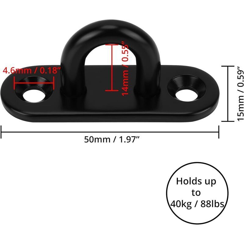 Ösenplatte Aus Edelstahl M5 – U-förmiger Wand-/deckenhaken 50 × 15 Mm – 8er-pack – Max. Traglast 40 Kg