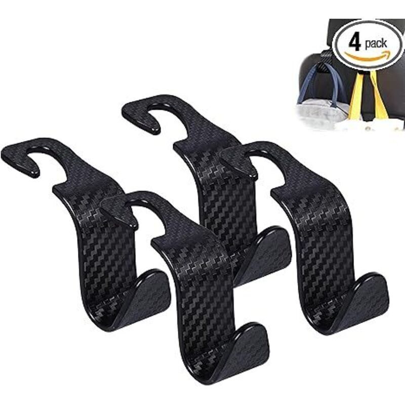 Kopfstützenhaken Fürs Auto – 4er-set, Schwarz, S-förmig, Universell, Für Handtasche Und Geldbörse