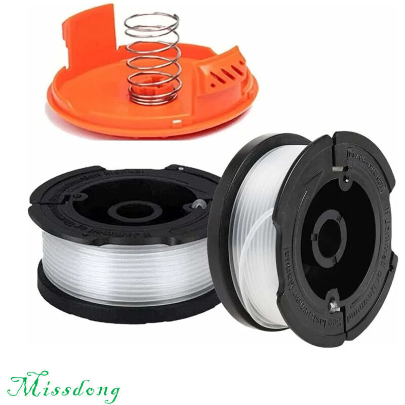 Black & Decker Freischneider Nylon-trimmerfadenspule – Modelle A6481, A6485, Af-100 – 9,1 M, ∅ 0,65 Mm, Schwarz (2 Stück)