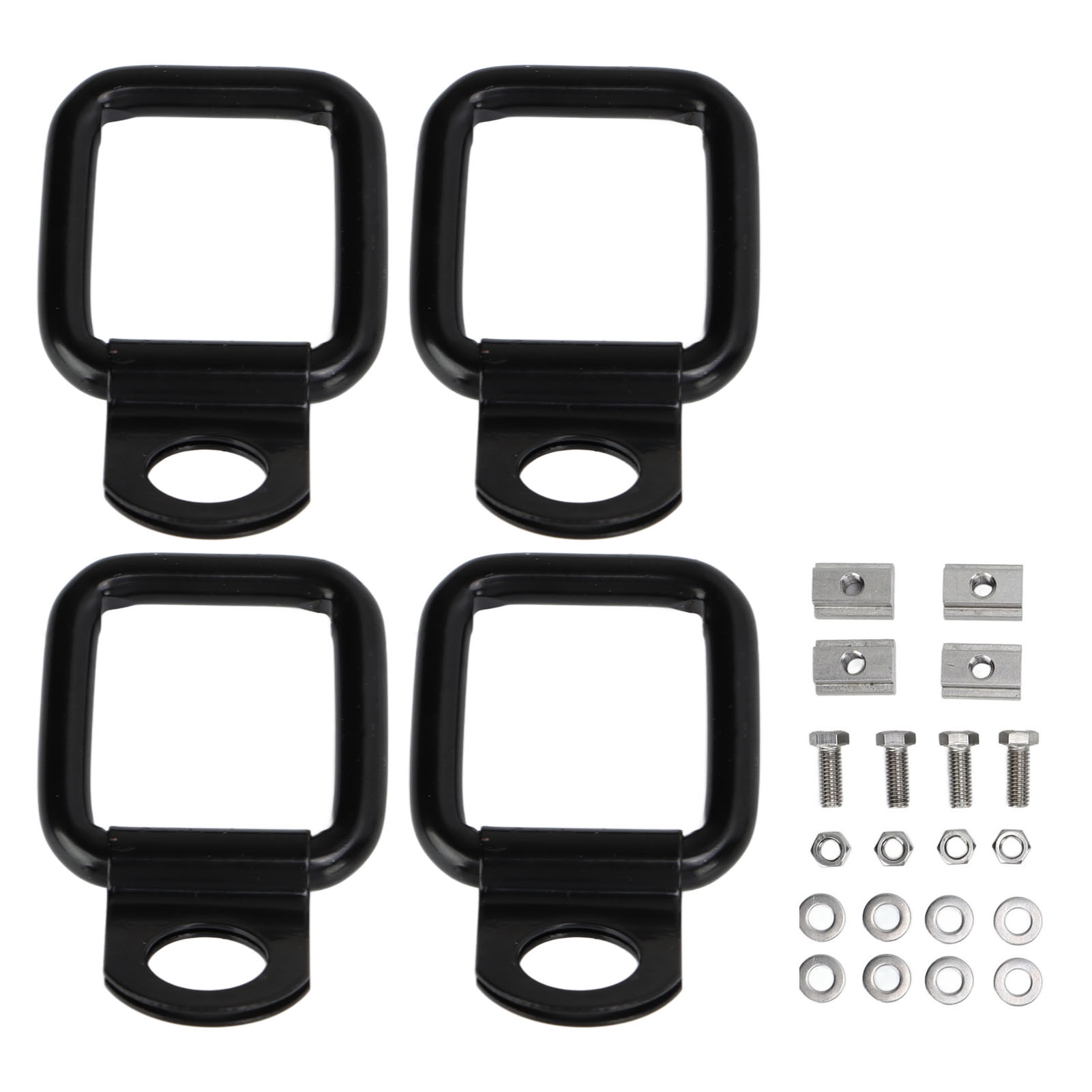 Satz Mit 4 T-nut-schienen Für Pickup-schienen Mit Schwarzen Metall-ankerringen, 3/8-16 Gewinde
