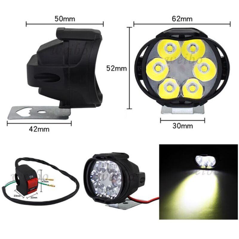 Wasserdichte Led-motorrad-zusatzscheinwerfer – 2 Stück, 6 Leds, Nebelscheinwerfer, Mit Schalter, Universell Für Roller Und Motorräder