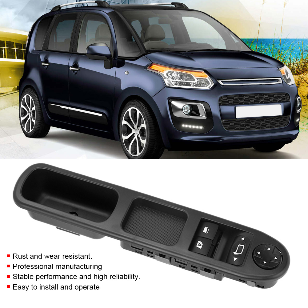 Fensterheberschalter Beifahrerseite Fahrerseite 6554qc Schwarz Für Peugeot 207