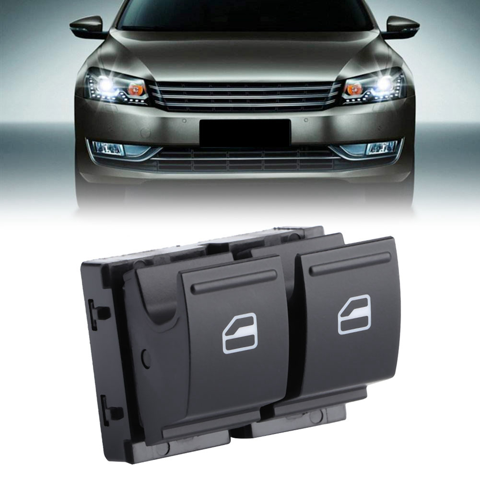 Vw Fensterheberschalter – Kompatibel Mit Passat B6, Jetta, Golf Mk5, Eos, Caddy – Oem 2k0959857a – Schwarzes Abs