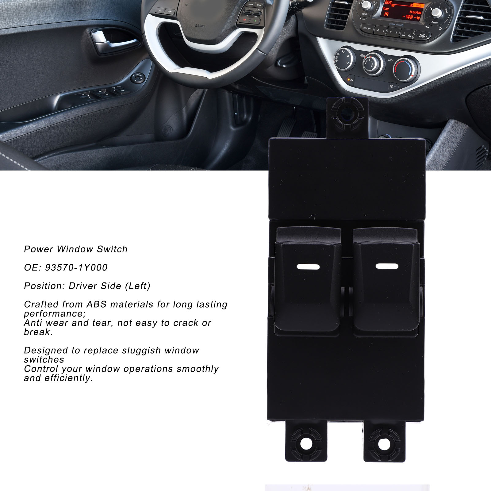 Elektrischer Fensterheberschalter Links (fahrerseite) 93570-1y000 Mit Abs Für Picanto 2011-2017
