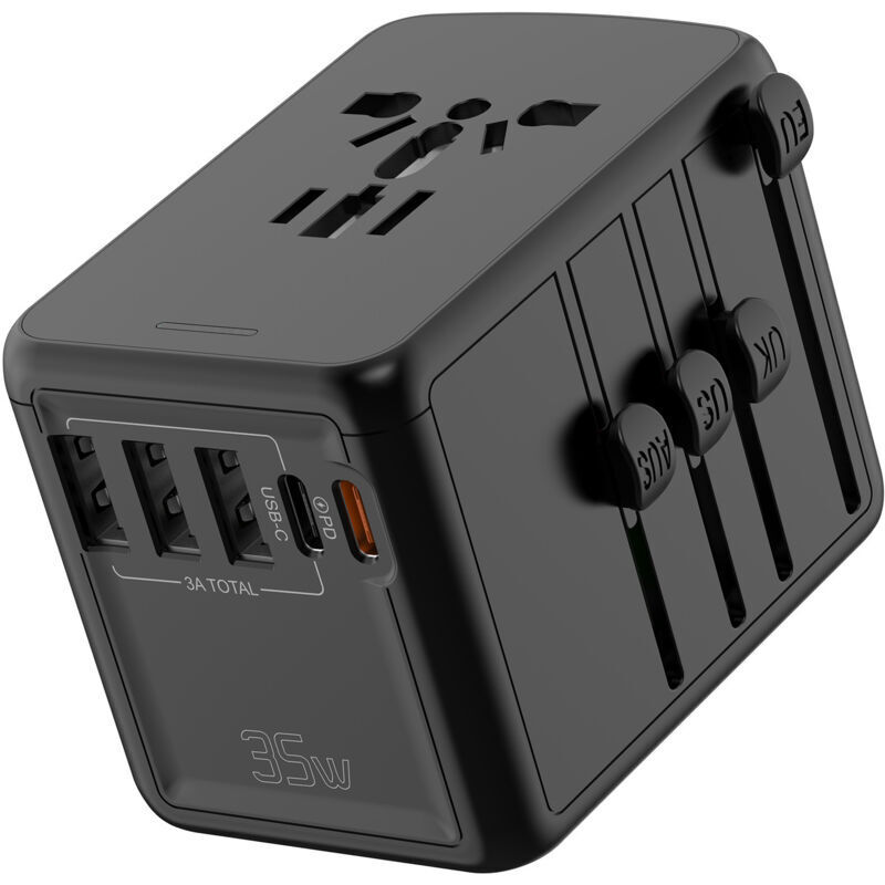 Universeller Reiseadapter Mit 3 Usb-a-anschlüssen Und 1 Usb-c-anschluss, Pd35w