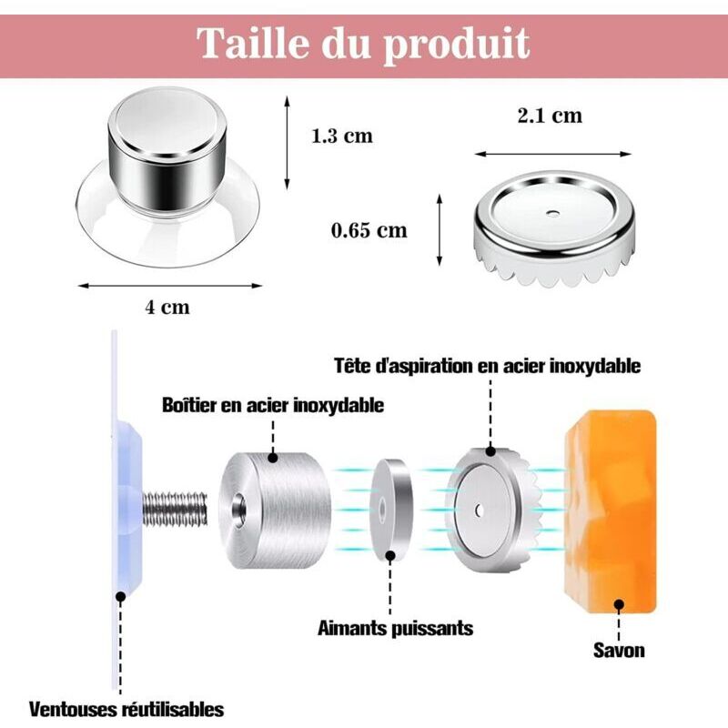 Magnetische Seifenschale Mit Saugnapf – 6er-set, Edelstahl, Bohrfreie Montage Fürs Badezimmer