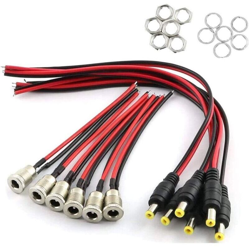 Dc 5,5 X 2,1 Mm Adapter-set – 6 Stecker + 6 Buchsen Mit Kabeln, Für Audio-/videogeräte, Kameras Und Smartphones
