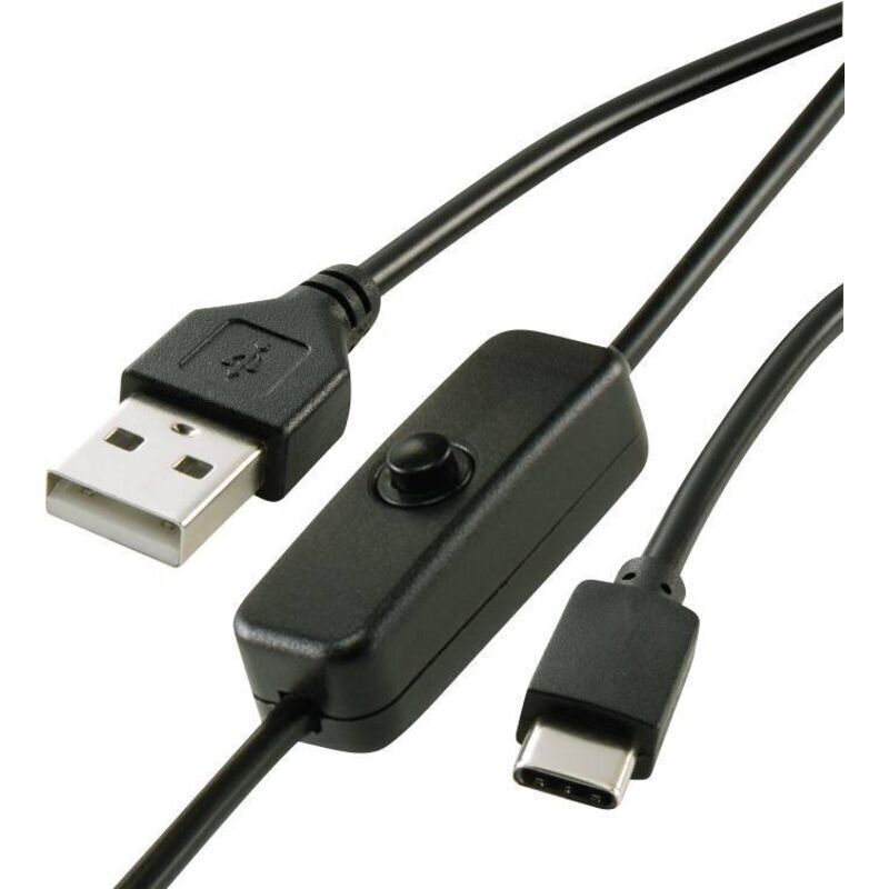 Raspberry Pi Stromkabel – 1 M, Schwarz, Mit Ein-/ausschalter – Usb-a Auf Usb-c – Modell A148102