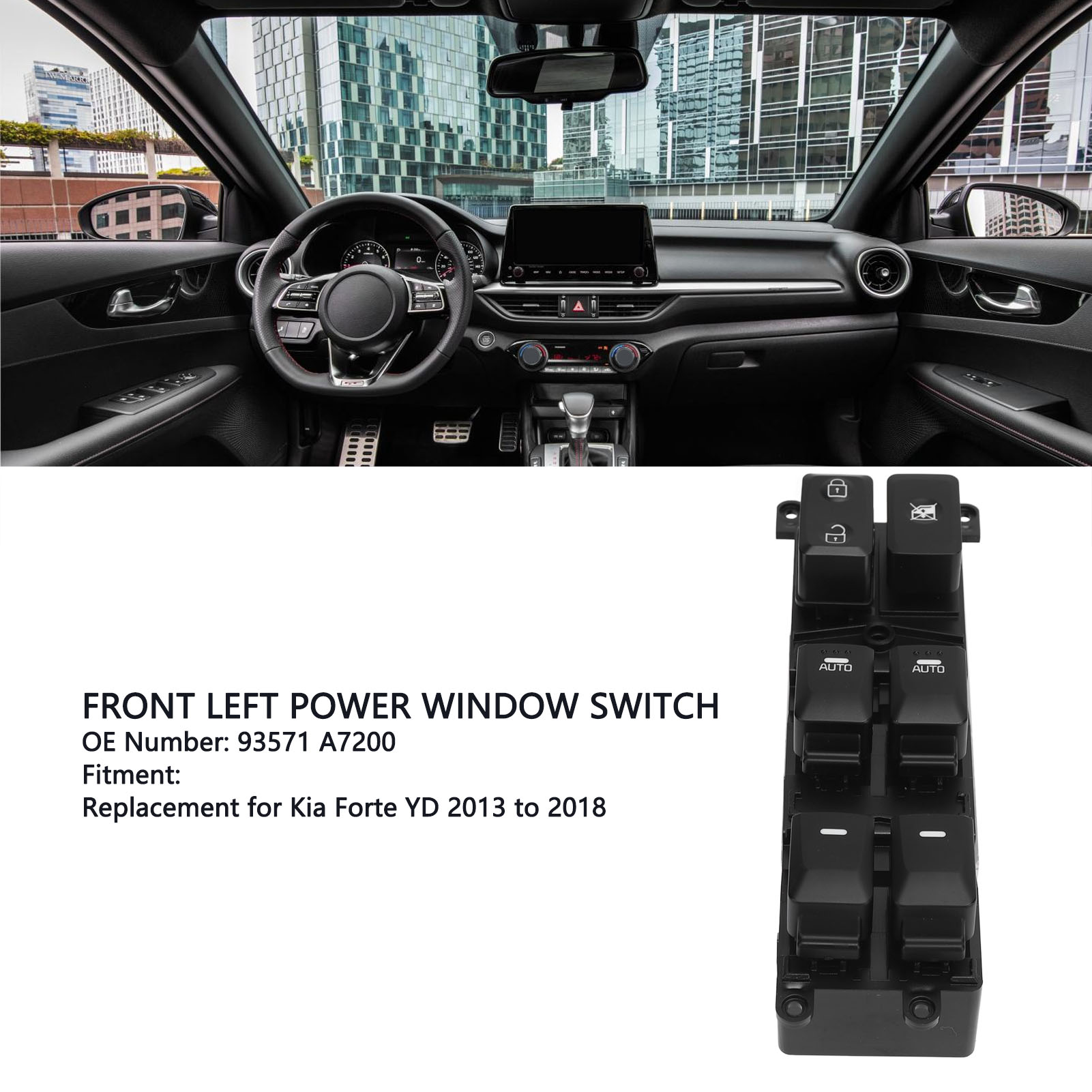 Elektrischer Fensterheberschalter Vorne Links 93571 A7200 – Fensterheberschalter Fahrerseite, Kompatibel Mit Kia Forte Yd 2013-2018
