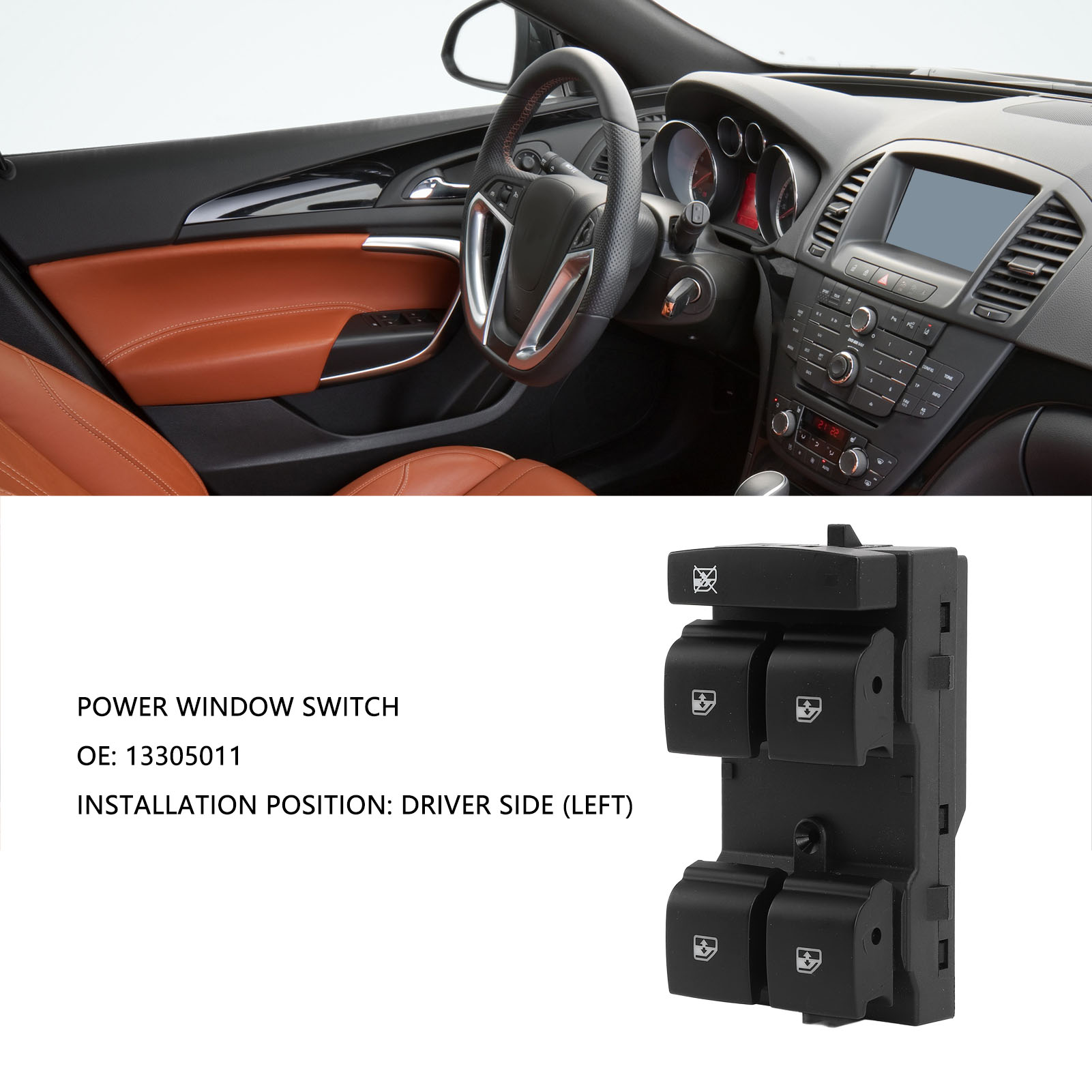 Elektrischer Fensterheberschalter Fahrerseite Für Insignia 2008-2017, Abs-beständig, Modell 13305011