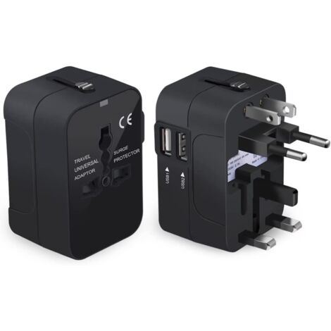 Internationaler Reiseadapter Mit Zwei Usb-anschlüssen Für Smartphones Und Tablets, Kompatibel Mit Ca. 150 Ländern (japan, China, Kanada, Usa, Eu, Großbritannien, Australien). Ideales Weihnachtsgeschen