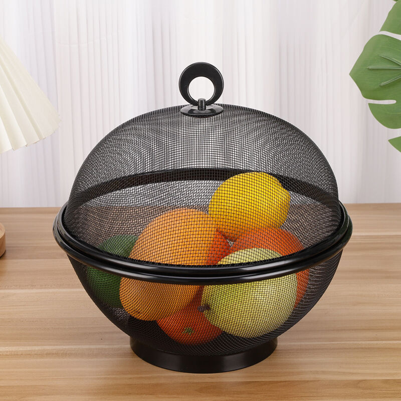 Obstkorb Mit Moskitonetz, Obstschale Aus Metall Mit Deckel, Fliegennetz Für Obst, Moderne Obstaufbewahrung, Schwarz