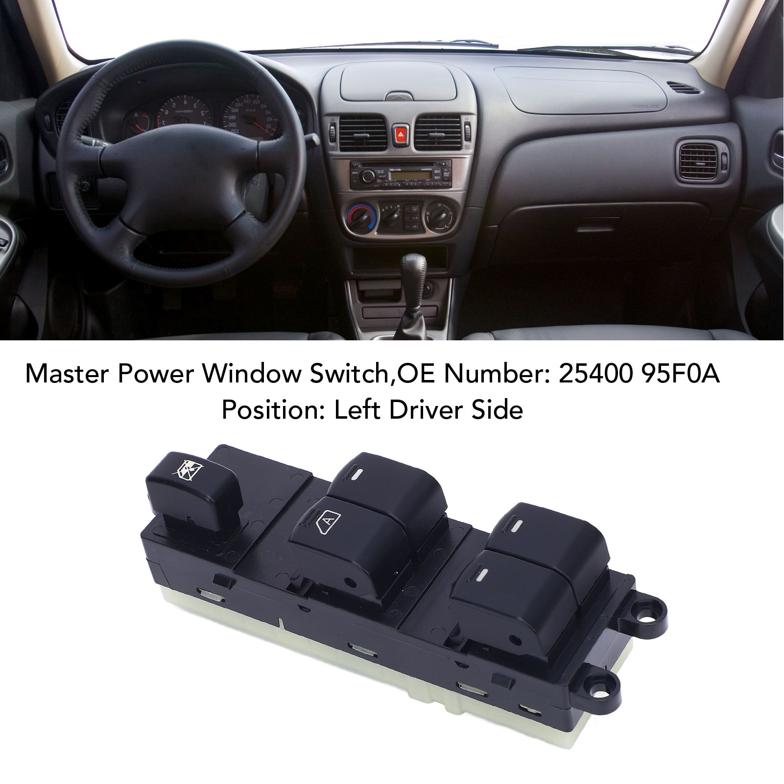 Elektrischer Fensterheberschalter Fahrerseite 25400 95f0a Für Almera Sunny 2006-2013, Abs