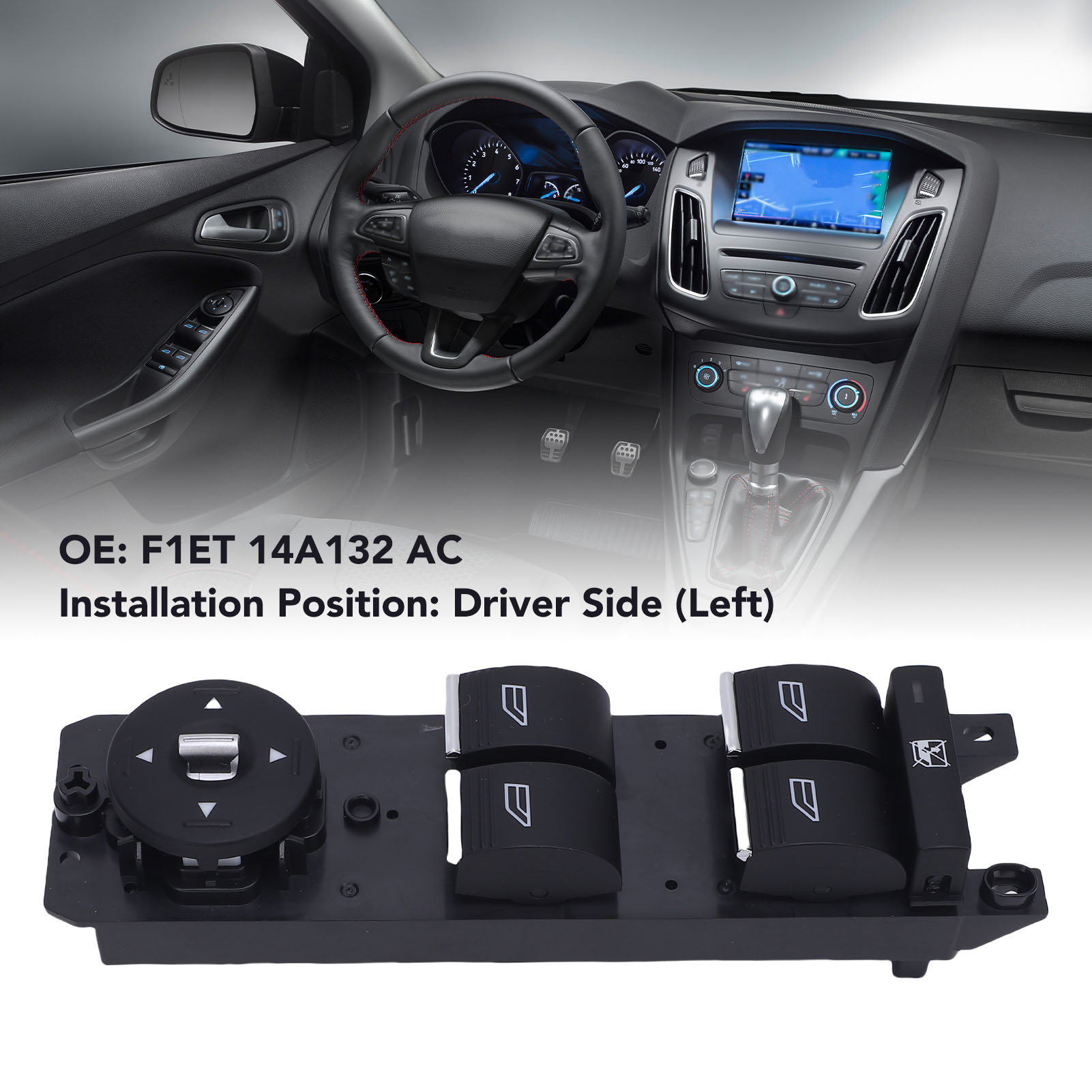 Fensterheberschalter Fahrerseite Für Ford Focus 2014–2018 – Hauptsteuerung F1et 14a132 Ac