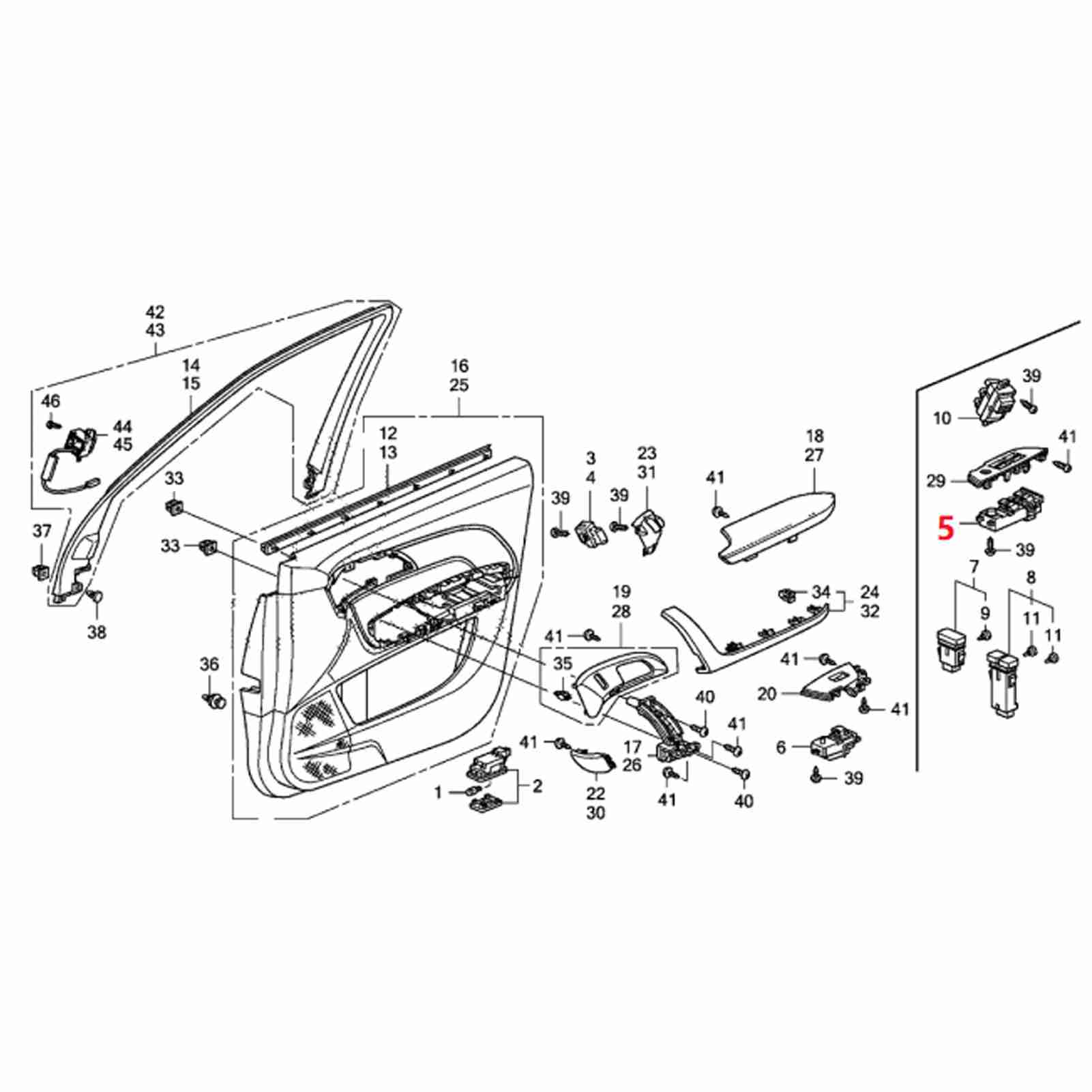 Hauptschalter Für Elektrische Fensterheber, Kompatibel Mit Acura Mdx Lhd 2007-2013, Teilenummer 35750 Stx A01za