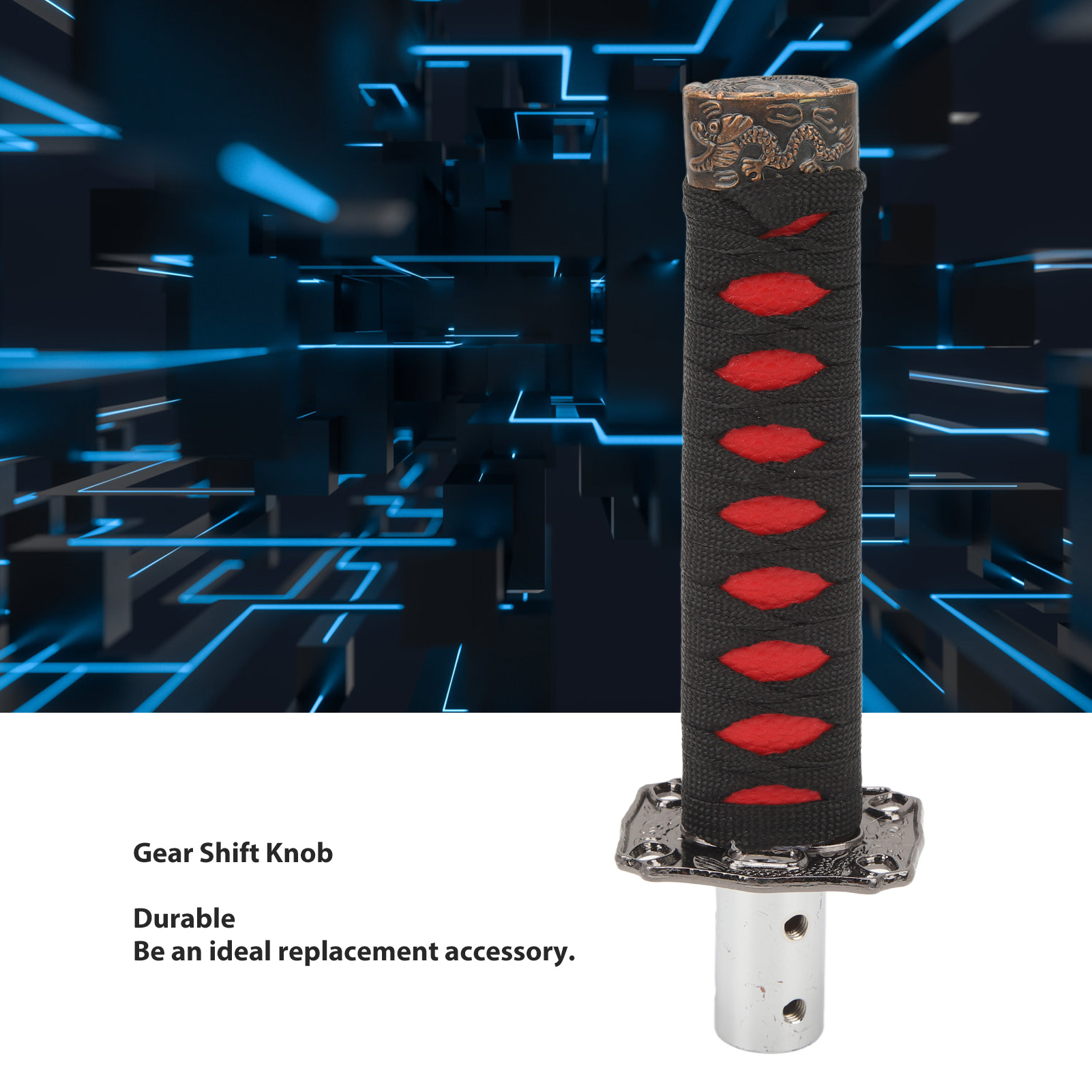 Schalthebelabdeckung – Individuell Gestalteter Schalthebelgriff, Schwarz-rotes Metallmaterial, Reduzierter Schaltweg, Einfache Montage, Universell