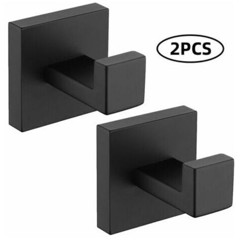 Schwarze Handtuchhaken Aus Edelstahl 304 Zur Wandmontage – 2er-set, Wasserdicht Und Rostfrei, Badezimmeraccessoires
