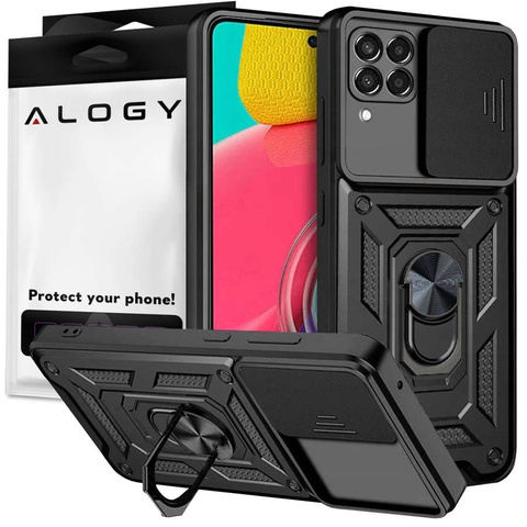 Alogy Camshield Stand Ring Schutzhülle Mit Kameraabdeckung Für Samsung Galaxy M53 5g Schwarz