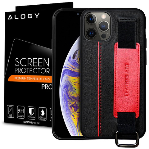 Alogy Lederhülle Für Apple Iphone 12/12 Pro 6,1 Zoll, Schwarz + Glas