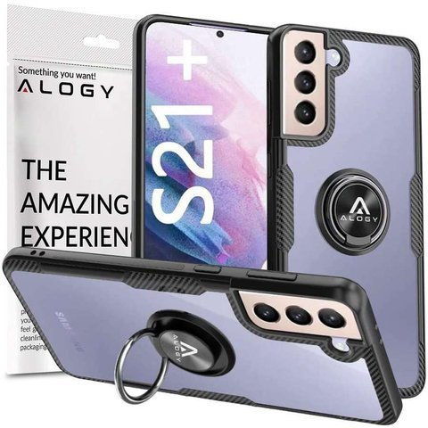 Alogy Ring Holder Clear Armor Hülle Für Samsung Galaxy S21 Plus Schwarz