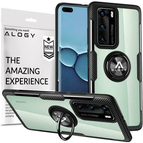 Alogy Ring Holder Clear Armor Hülle Für Huawei P40 Schwarz
