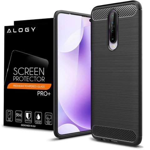 Alogy Rugged Armor Schutzhülle Für Xiaomi Redmi K30/poco X2 Schwarz + Alogy Glas